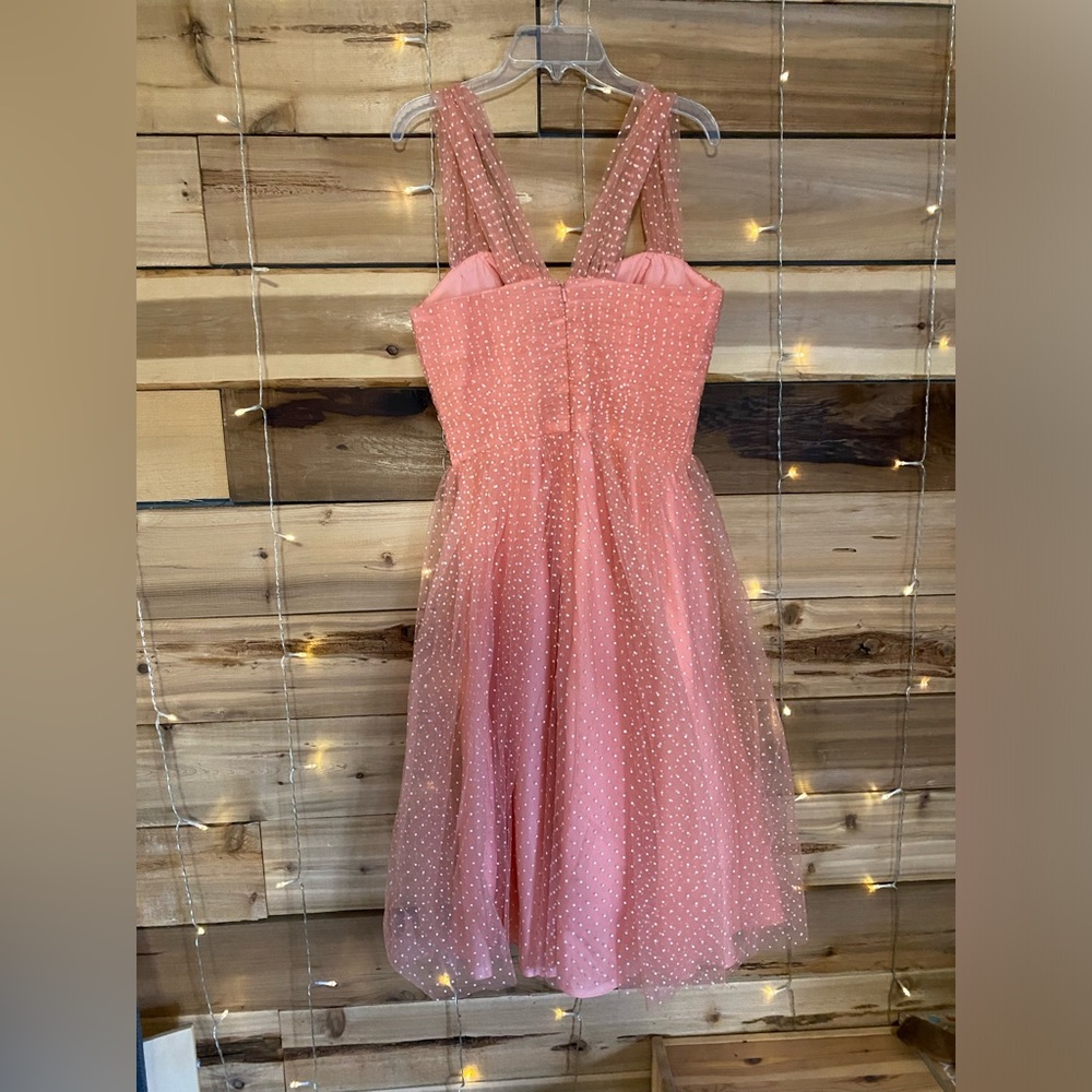 Unique Vintage Pink Polka Dot Dress - Picture 4 of 7